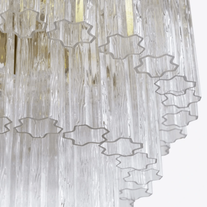 Aurora Fünfstöckige Riffelglas-Kronleuchter im Mid-Century-Stil-Las Sola