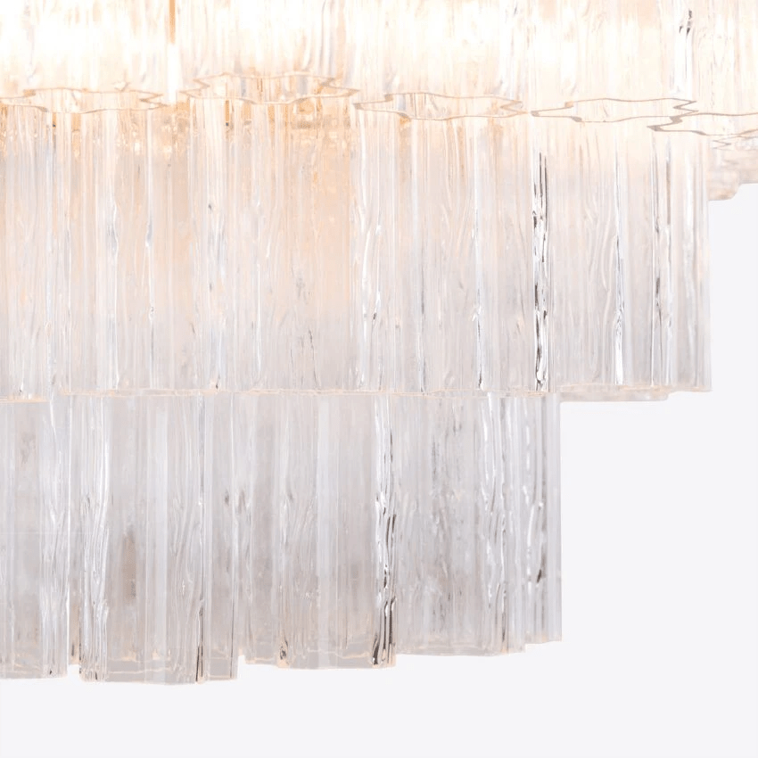 Aurora Fünfstöckige Riffelglas-Kronleuchter im Mid-Century-Stil-Las Sola