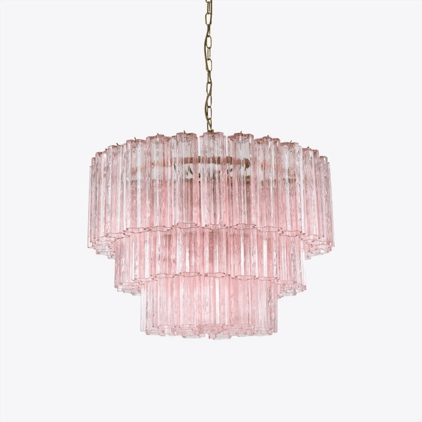 Aurora Fünfstöckige Riffelglas-Kronleuchter im Mid-Century-Stil-Las Sola