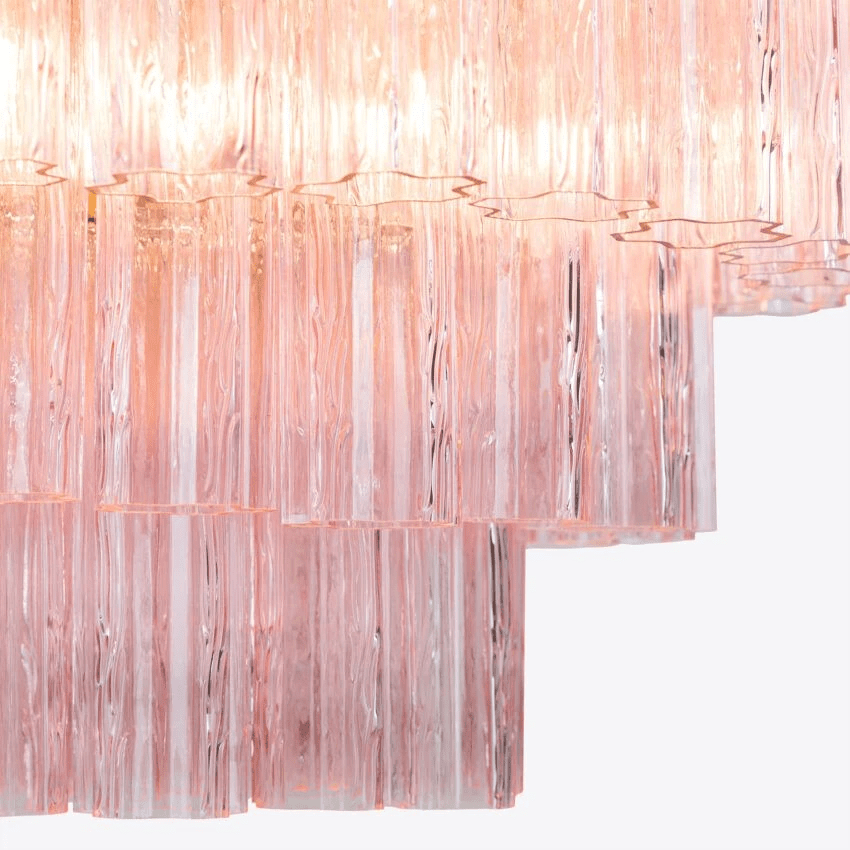 Aurora Fünfstöckige Riffelglas-Kronleuchter im Mid-Century-Stil-Las Sola
