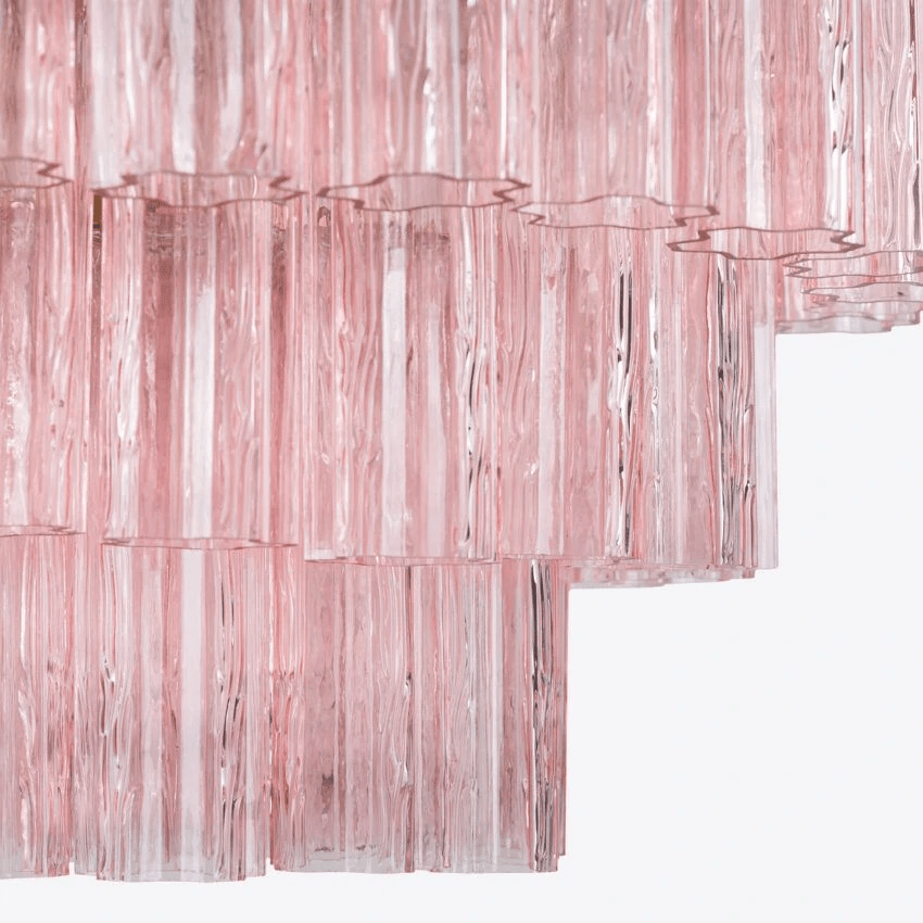 Aurora Fünfstöckige Riffelglas-Kronleuchter im Mid-Century-Stil-Las Sola