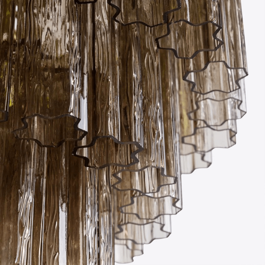 Aurora Fünfstöckige Riffelglas-Kronleuchter im Mid-Century-Stil-Las Sola