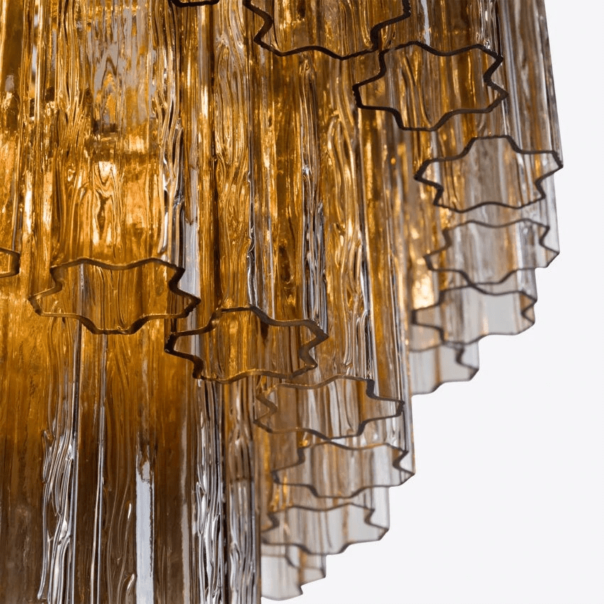 Aurora Fünfstöckige Riffelglas-Kronleuchter im Mid-Century-Stil-Las Sola