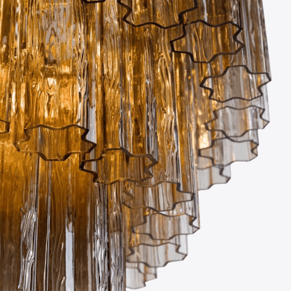 Aurora Fünfstöckige Riffelglas-Kronleuchter im Mid-Century-Stil-Las Sola