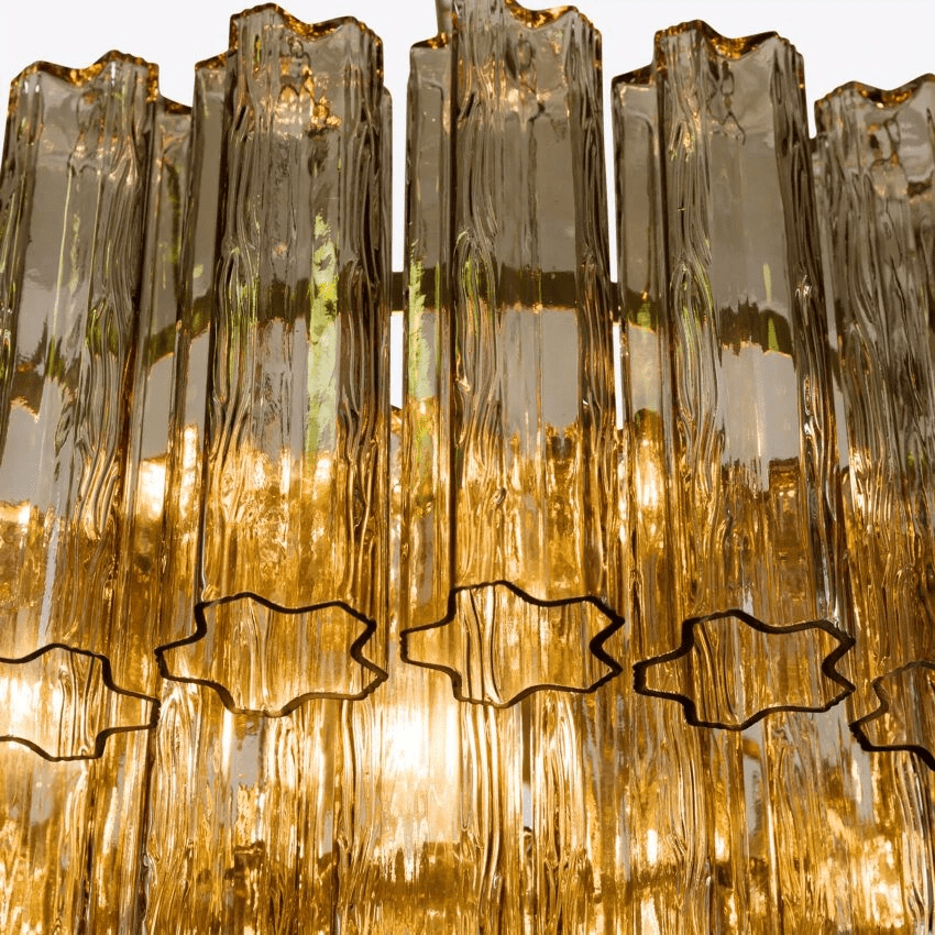 Aurora Fünfstöckige Riffelglas-Kronleuchter im Mid-Century-Stil-Las Sola