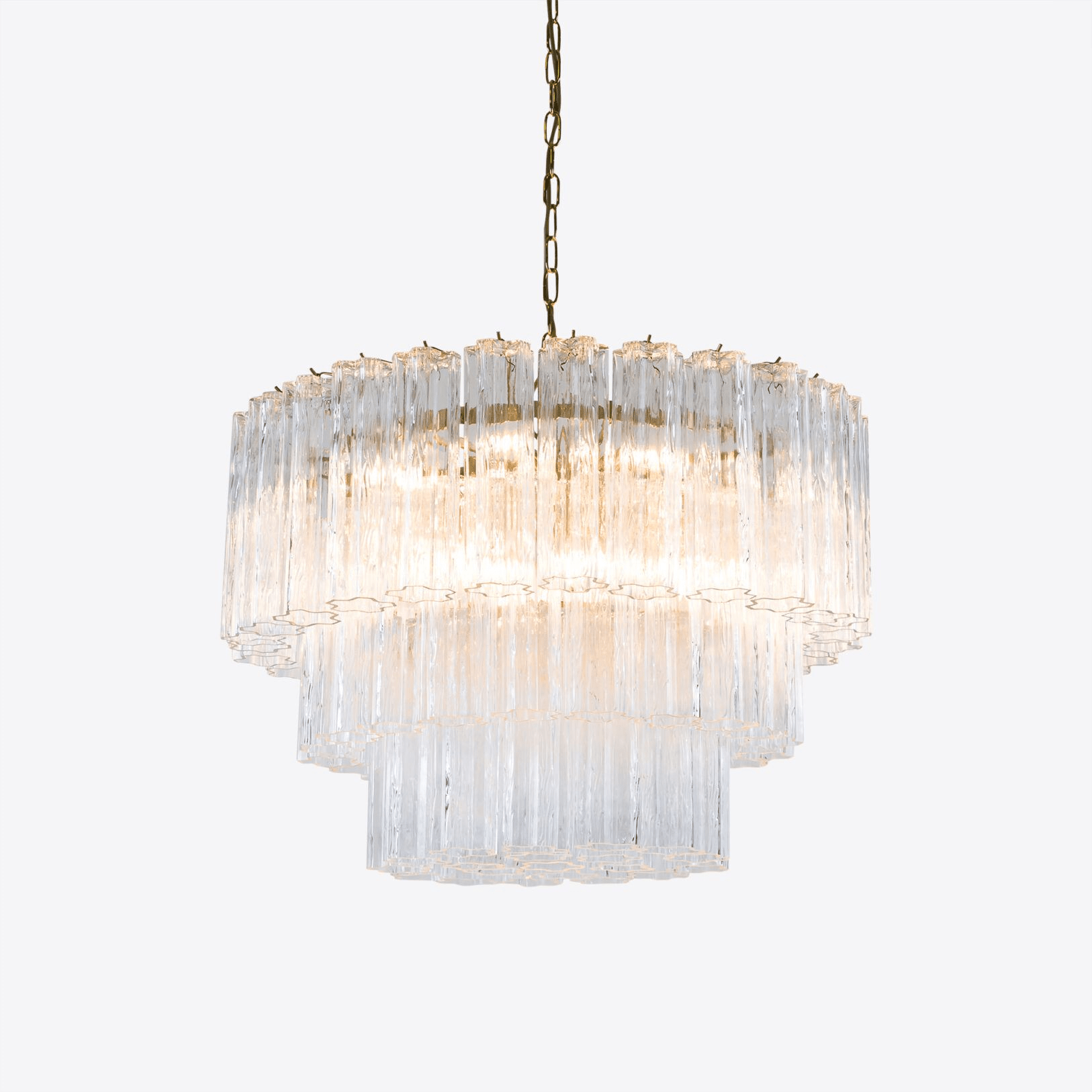 Aurora Fünfstöckige Riffelglas-Kronleuchter im Mid-Century-Stil-Las Sola