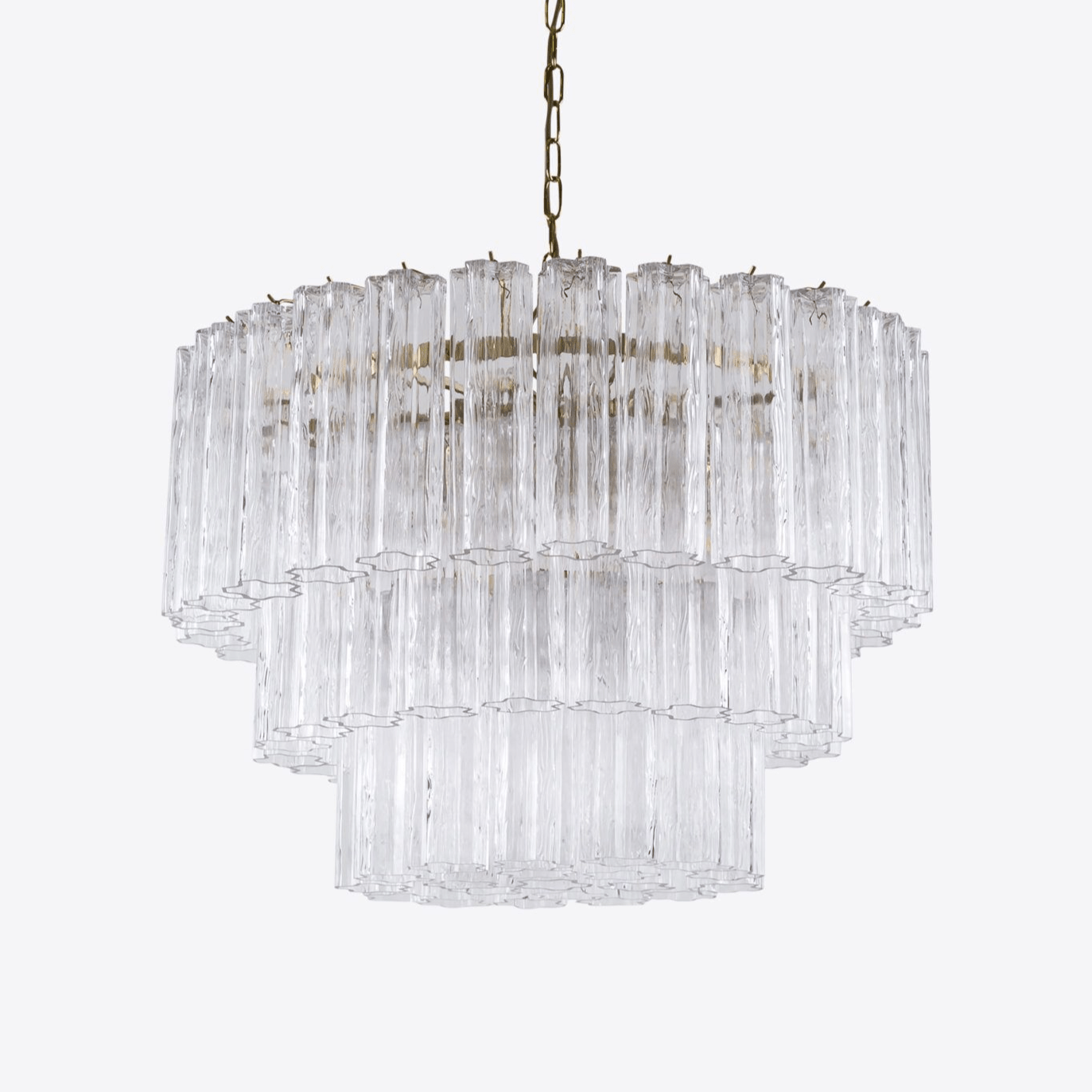 Aurora Fünfstöckige Riffelglas-Kronleuchter im Mid-Century-Stil-Las Sola