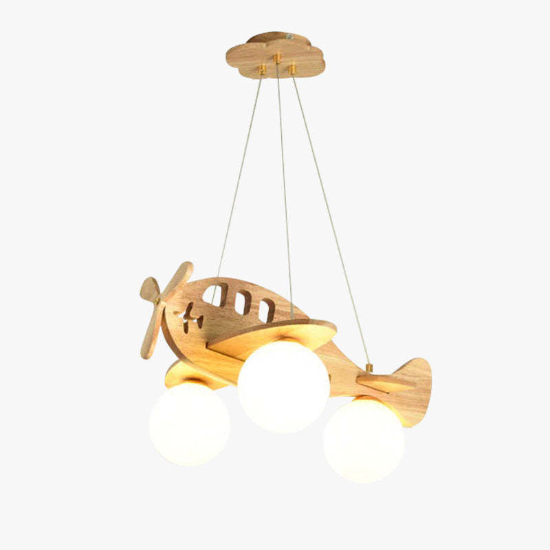 Minori Modern Pendelleuchte Flugzeugform Kugel Kinderzimmer, Holz Acryl