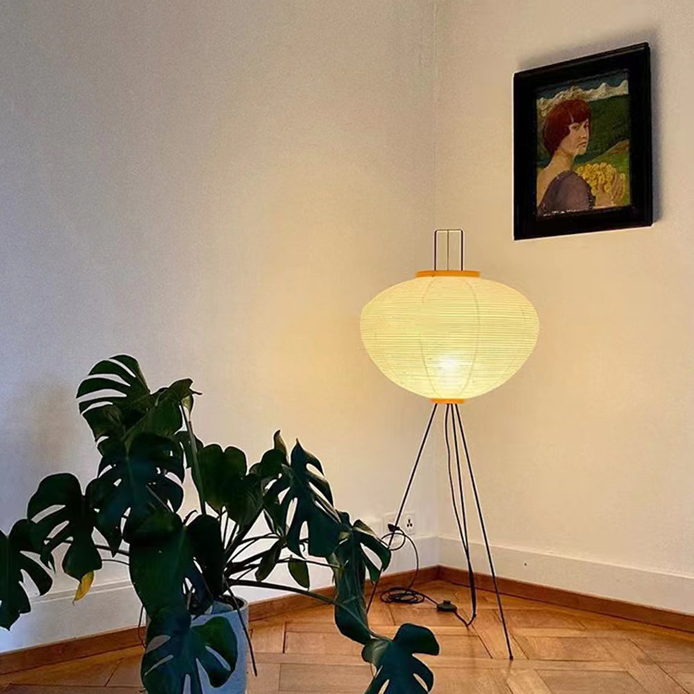 Renée Minimalistische LED Stehleuchte Weiß Schlaf/Esszimmer Metall&Reispapier