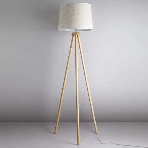 Muto Moderne LED Stehlampe Weiß Wohnzimmer/Schlafzimmer Holz/Stoff