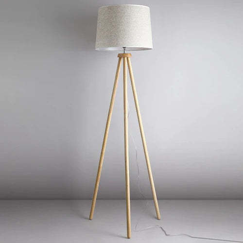 Muto Moderne LED Stehlampe Weiß Wohnzimmer/Schlafzimmer Holz/Stoff