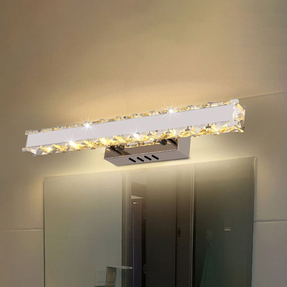 Kristy Modern Rechteckige Metall/Kristall Spiegelfront Wandleuchte, Gold