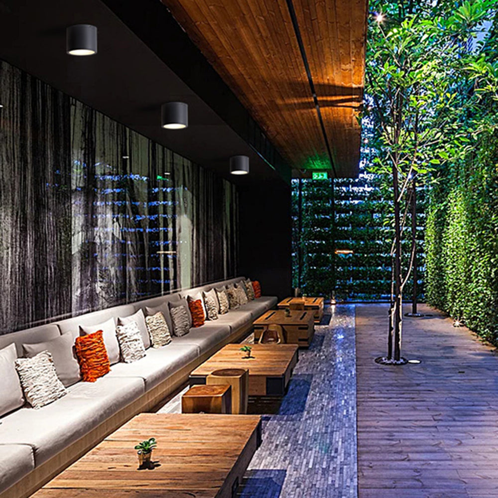 Orr Modern LED Außenleuchte Zylindrisch Schwarz Flur/Garten/Balkon Metall&Glas ∅11/15CM