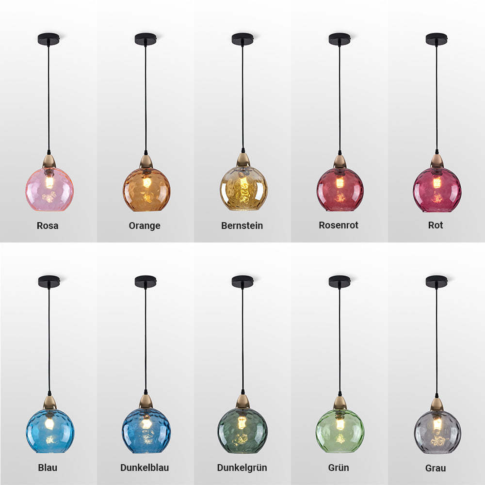 Hailie Design LED Bunte Pendelleuchte Glaskugel 1 Flammig Esstisch