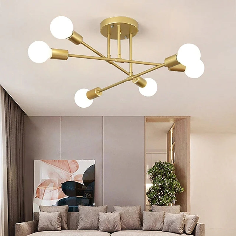 Valentina Moden LED Deckenleuchte Kugel Schwarz/Gold Wohnzimmer Metall