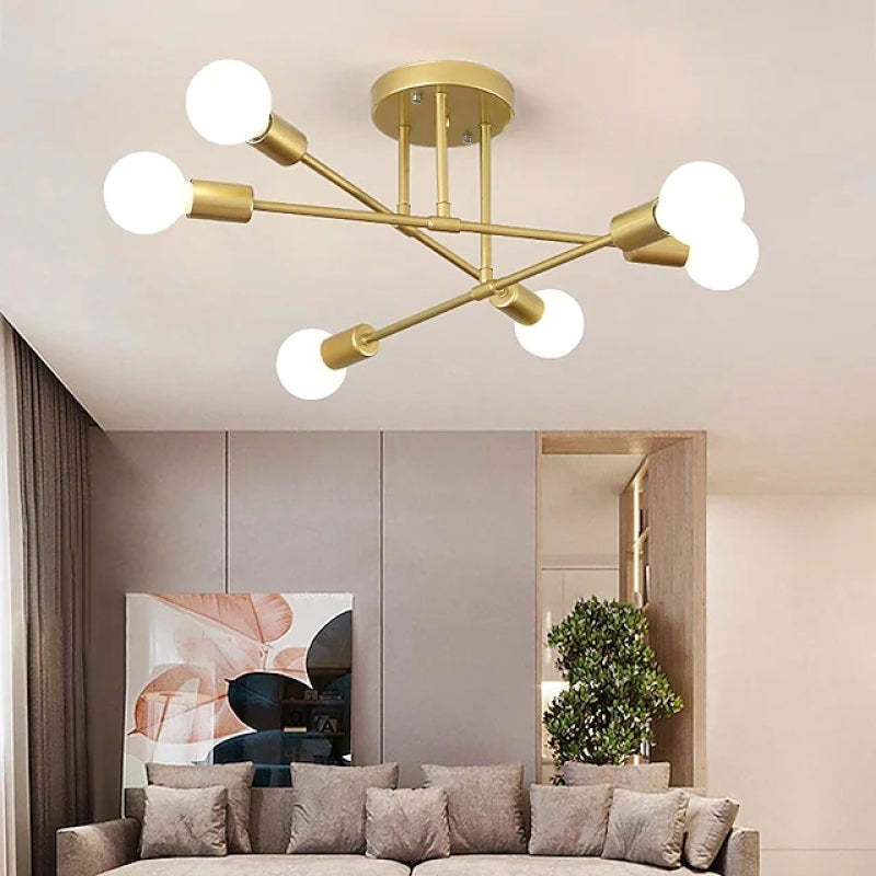 Valentina Moden LED Deckenleuchte Kugel Schwarz/Gold Wohnzimmer Metall