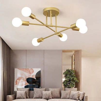 Valentina Moden LED Deckenleuchte Kugel Schwarz/Gold Wohnzimmer Metall