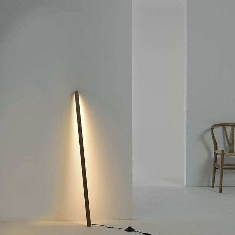 Ozawa Modern LED Linear Stehlampe Holz/Walnuss Wohn/Schlafzimmer Holz&Acryl Warmes Weiß/Dimmbar