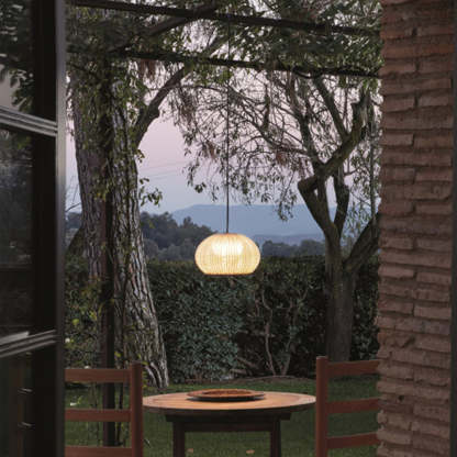 Ritta Außenpendelleuchte, Metall & Rattan, 2 Farben