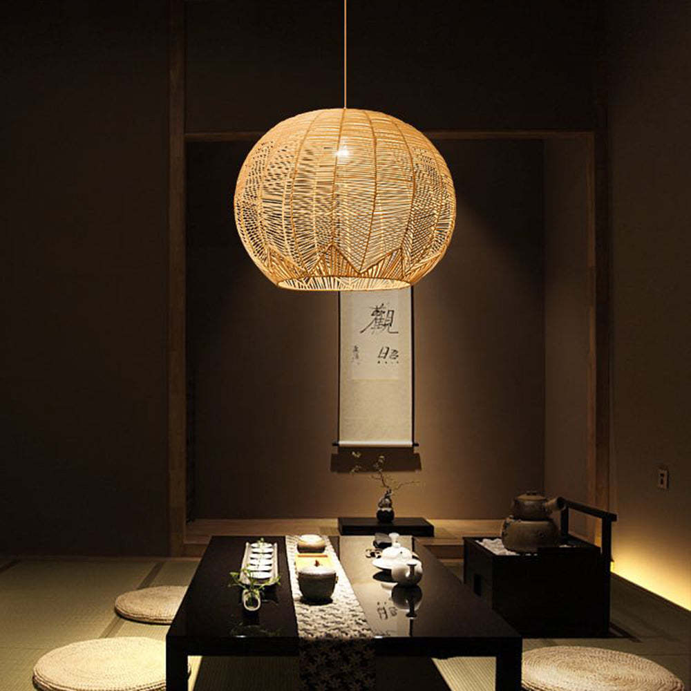 Modern Rund LED Pendelleuchte Wohnzimmer/Esstisch Rattan | Las Sola