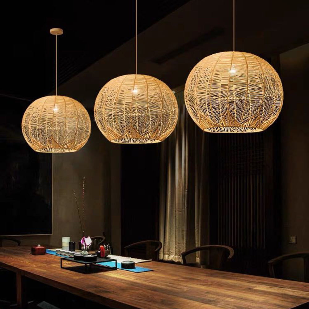 Ritta Boho Runde LED Pendelleuchte Wohnzimmer/Esstisch Holz
