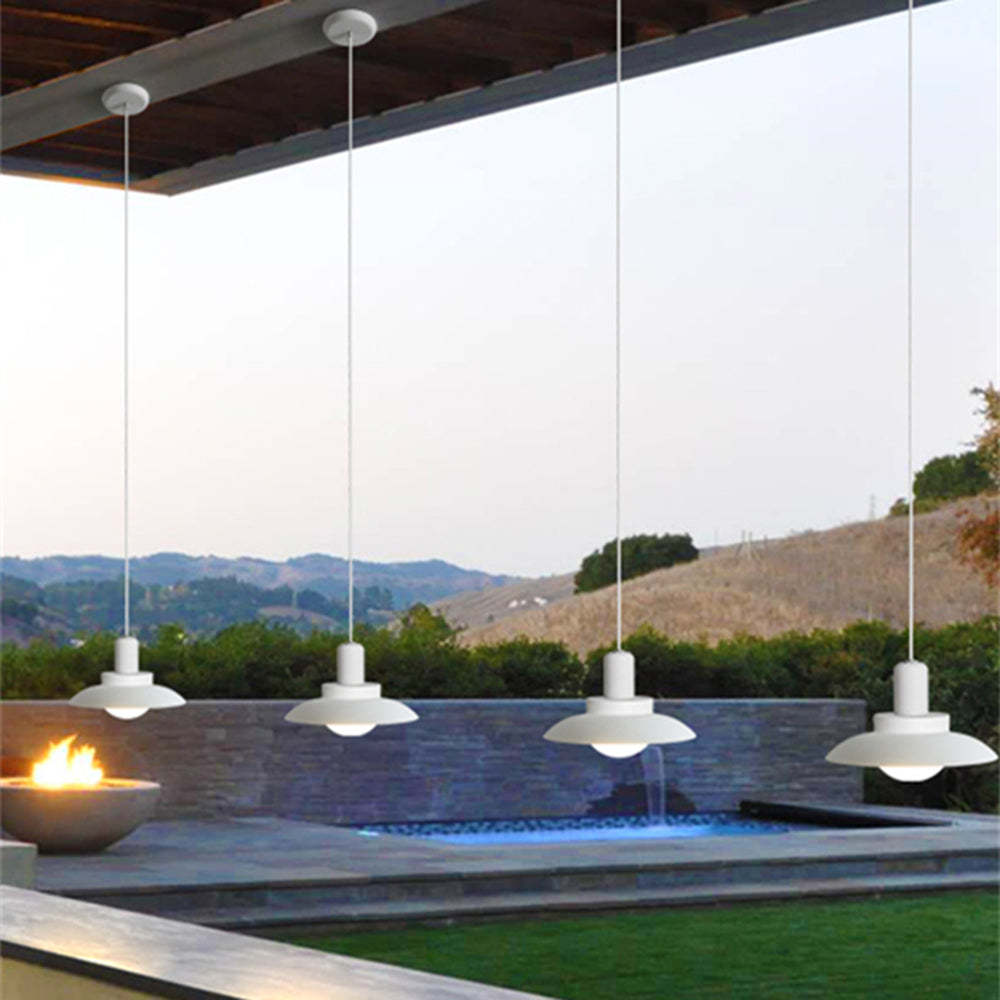Carins Modern LED Außenleuchte Grau/Weiß Flur/Garten/Balkon Metall&Glas ∅20/39/45CM