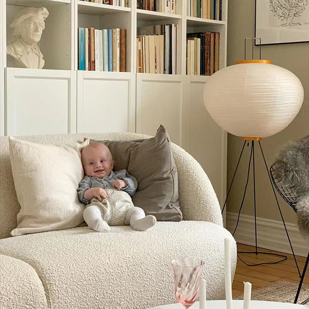 Renée Minimalistische LED Stehleuchte Weiß Schlaf/Esszimmer Metall&Reispapier
