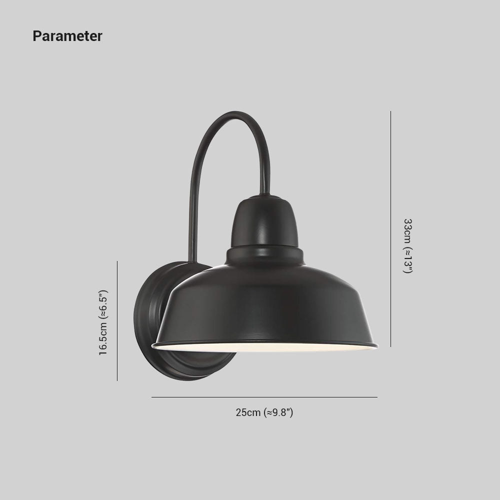 Alessio Industrial Gooseneck Metal Outdoor Wall Lamp, Black
