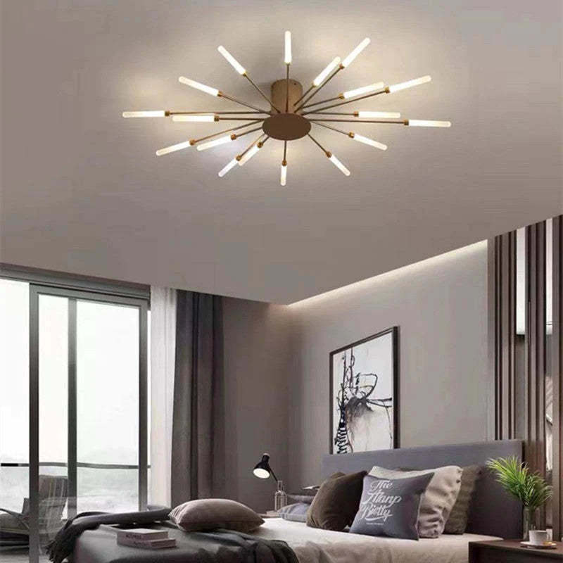 Lowry Industrial LED Deckenleuchte Schwarz/Gold Wohnzimmer Metall