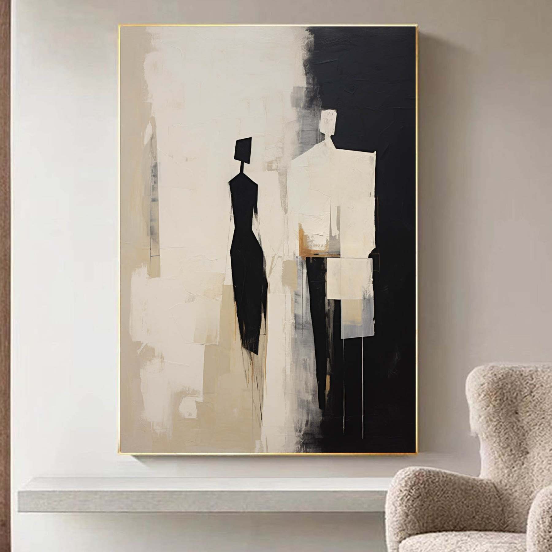 Zeitgenössische Minimalistische Porträt Leinwand Wandkunst Wohnzimmer | Las Sola