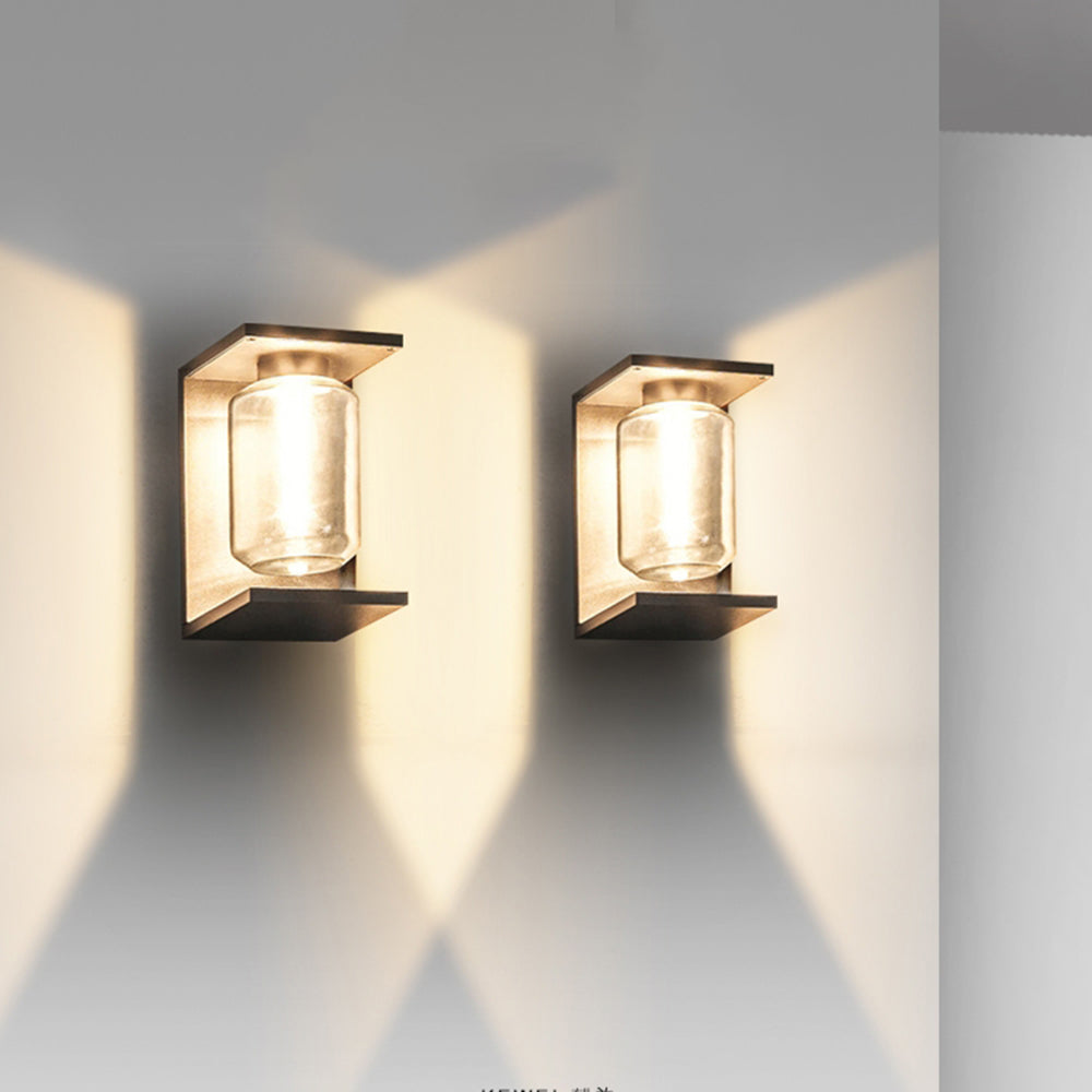 Orr Modern Lantern Glass Outdoor Wall Lamp, Black/Grey