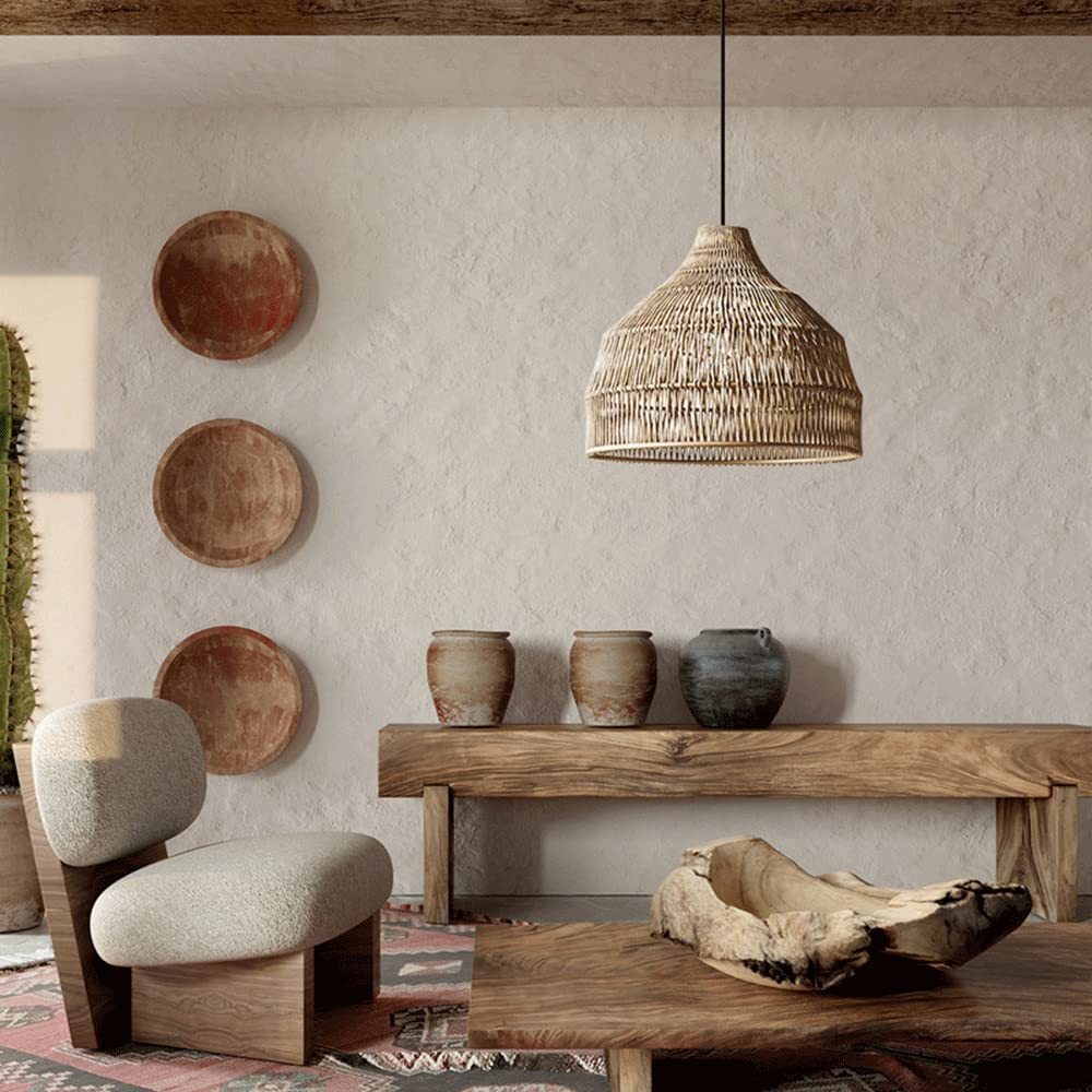 Vintage LED Pendelleuchte Rattan Arbeitszimmer/Schlafzimmer | Las Sola