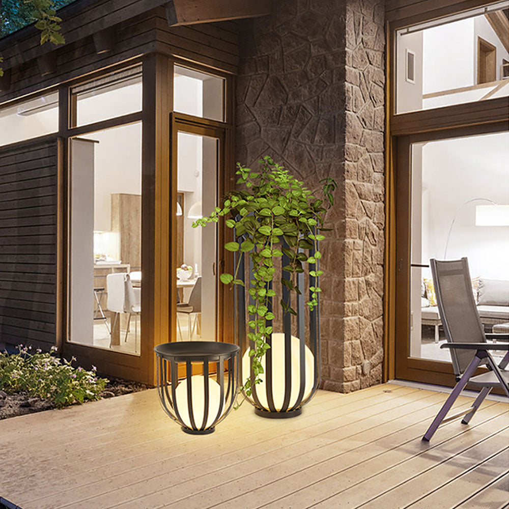 Orr Modern LED Außenleuchte Kugel Garten/Flur/Balkon, Schwarz, Metall