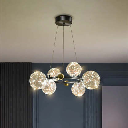 Valentina Kreis Kronleuchter Metall Glas Wohnzimmer Schlafzimmer Esszimmer