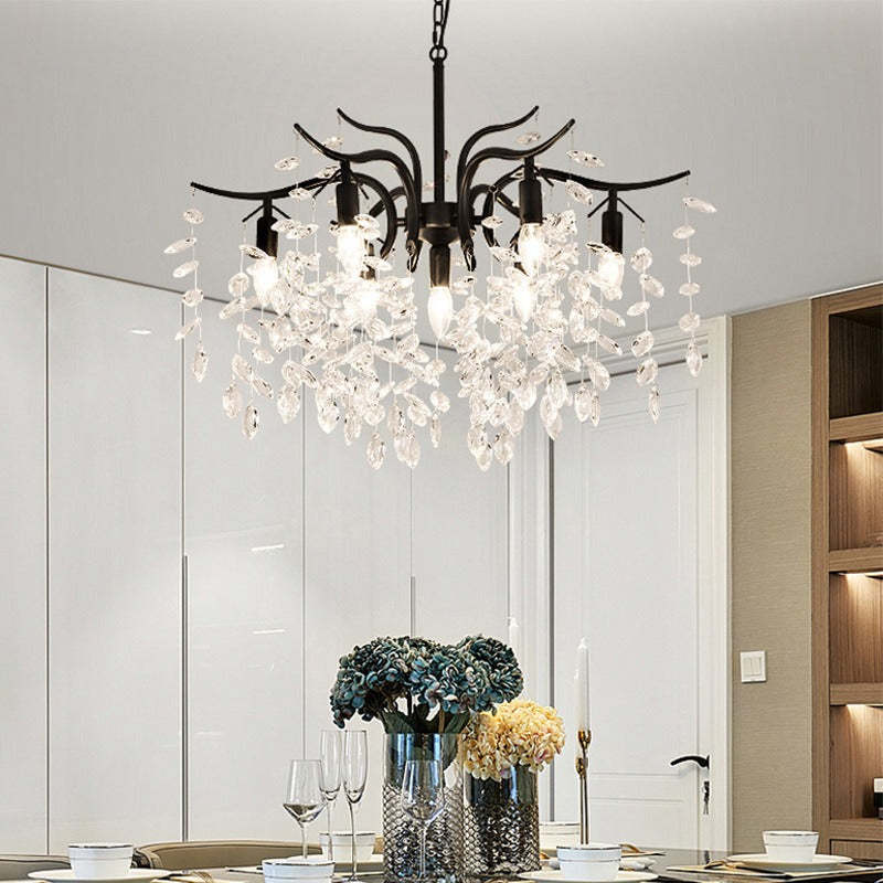 Marilyn Modern LED Kronleuchter Schwarz/Gold Wohnzimmer Kristall