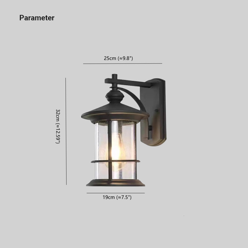 Alessio Rustic Lantern Shaped Metal Outdoor Wall Lamp, Black