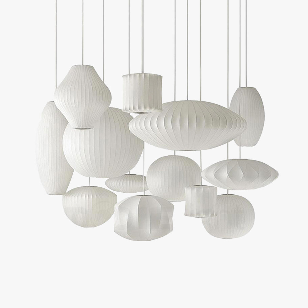 Renée Modern LED Pendelleuchte Weiß Wohnzimmer/Esstisch Metall&Stoff