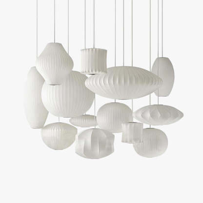 Renée Modern LED Pendelleuchte Weiß Wohnzimmer/Esstisch Metall&Stoff
