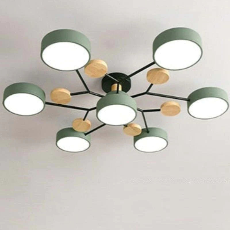 Sienna Modern Rund LED Deckenleuchte Weiß Holz Schlaf/Wohnzimmer
