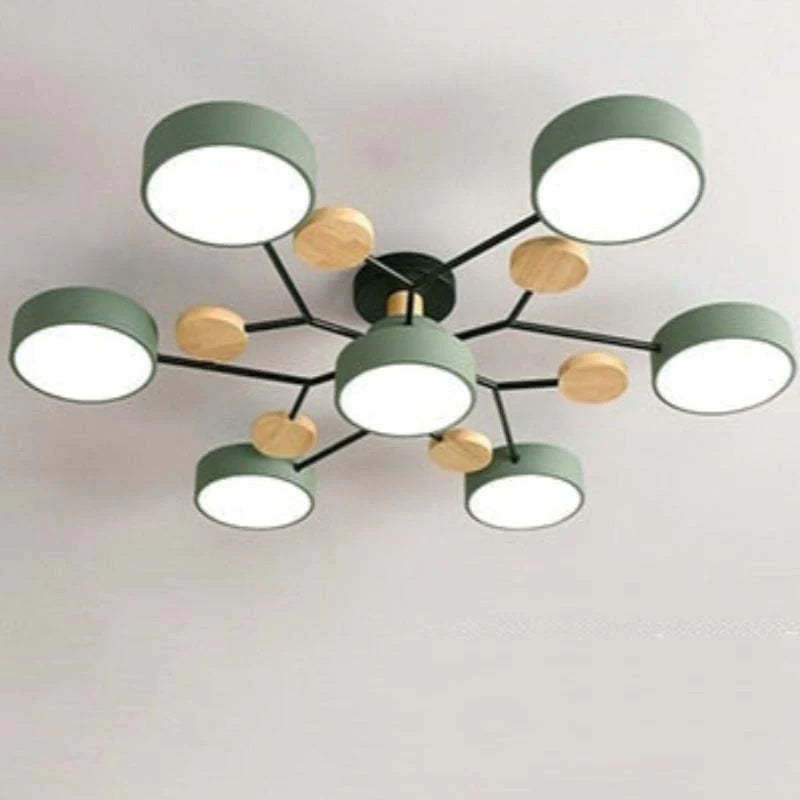 Sienna Modern Rund LED Deckenleuchte Weiß Holz Schlaf/Wohnzimmer
