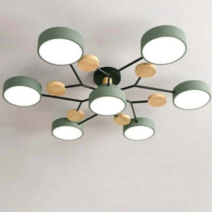Sienna Modern Rund LED Deckenleuchte Weiß Holz Schlaf/Wohnzimmer