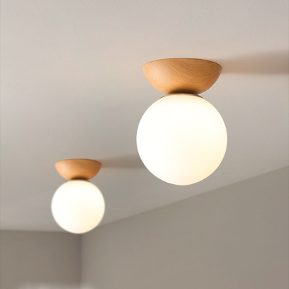 Valentina Nordic Japanese Glob LED Deckenleuchte/Hängelampe Metall Glas Schlafzimmer, Burlywood