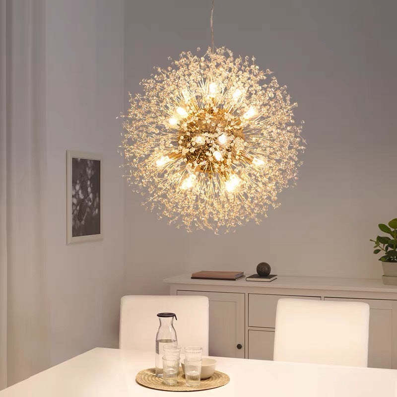 Elegante Löwenzahn Metall/Acryl Pendelleuchte, Gold/Chorme | Las Sola