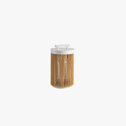 Ritta Modern LED Stehlampe, Zylinder, Metall/Rattan, Außen