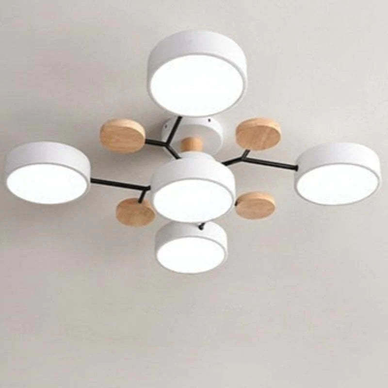 Sienna Modern Rund LED Deckenleuchte Weiß Holz Schlaf/Wohnzimmer