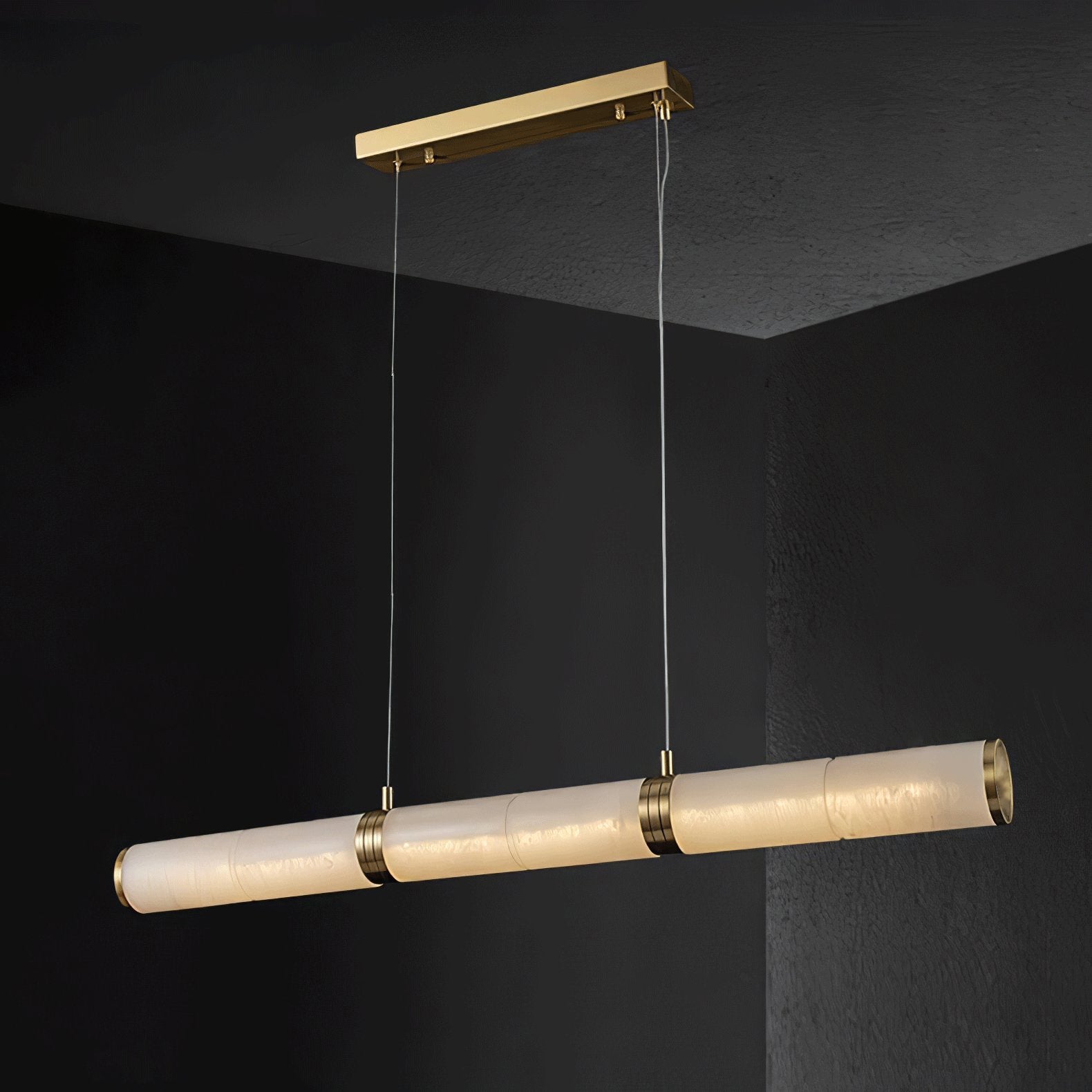 Eira Minimalistisch Alabaster Linear Pendelleuchte-Las Sola