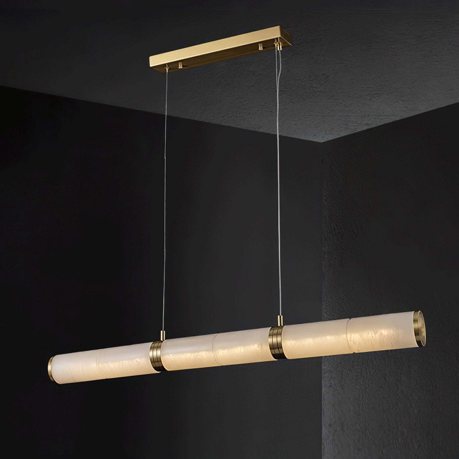 Eira Minimalistisch Alabaster Linear Pendelleuchte-Las Sola