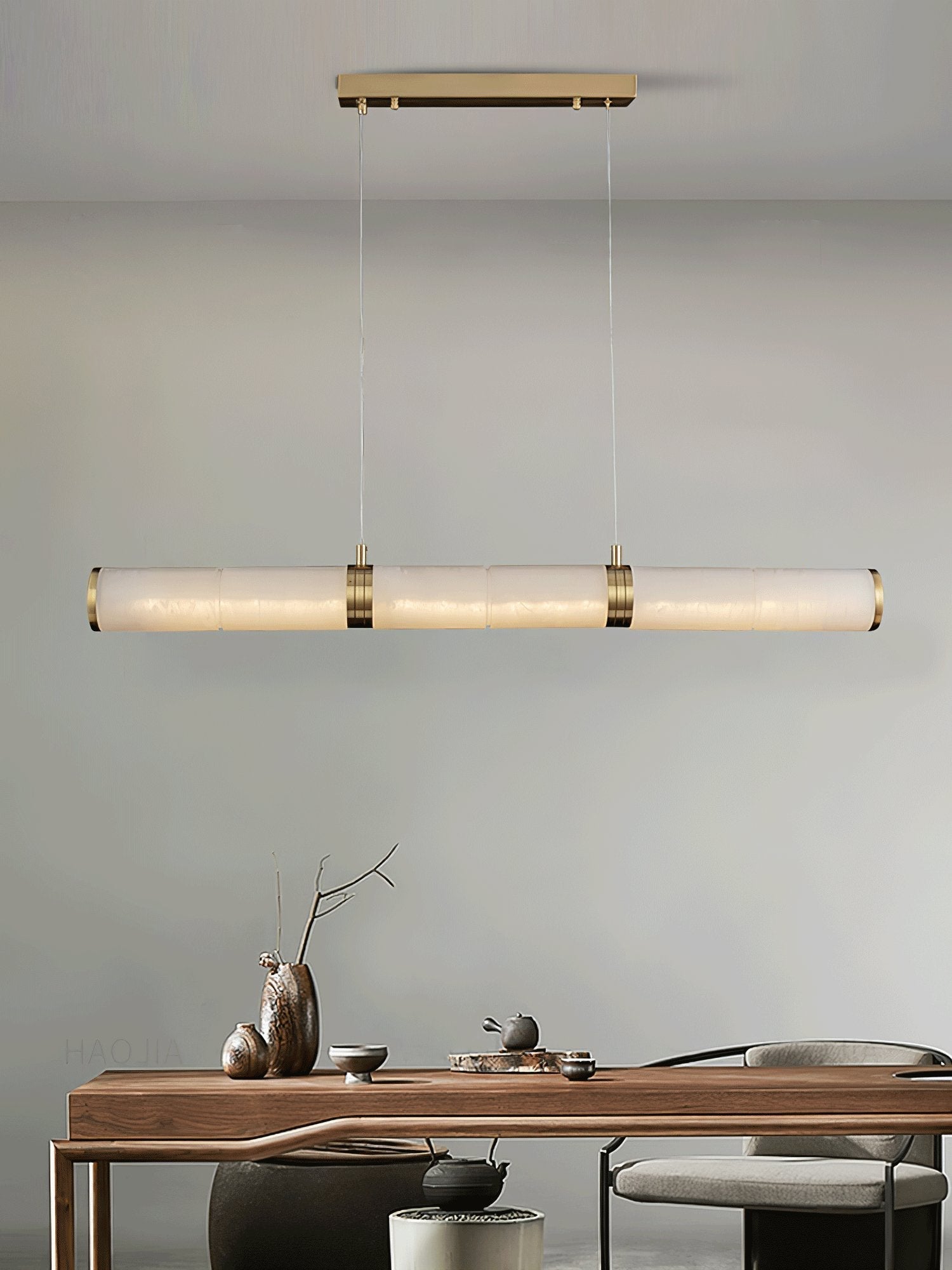 Eira Minimalistisch Alabaster Linear Pendelleuchte-Las Sola