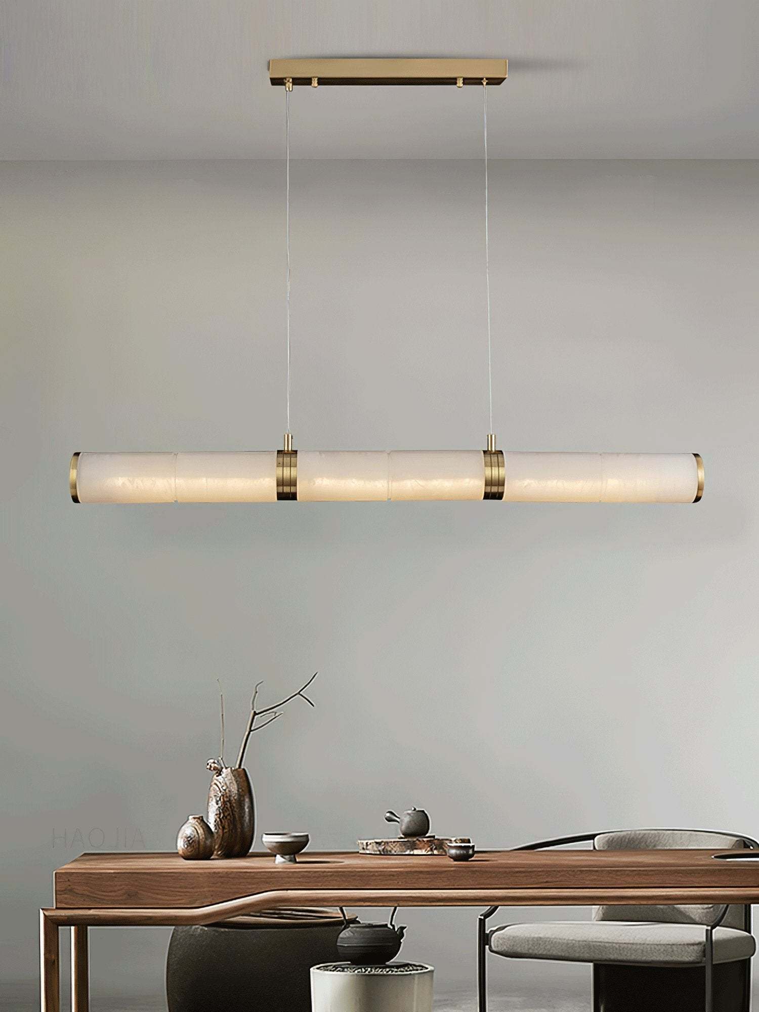 Eira Minimalistisch Alabaster Linear Pendelleuchte-Las Sola