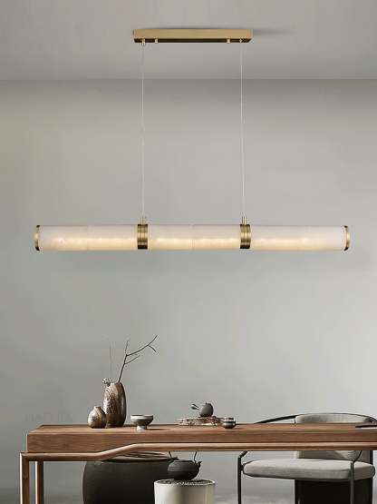 Eira Minimalistisch Alabaster Linear Pendelleuchte-Las Sola